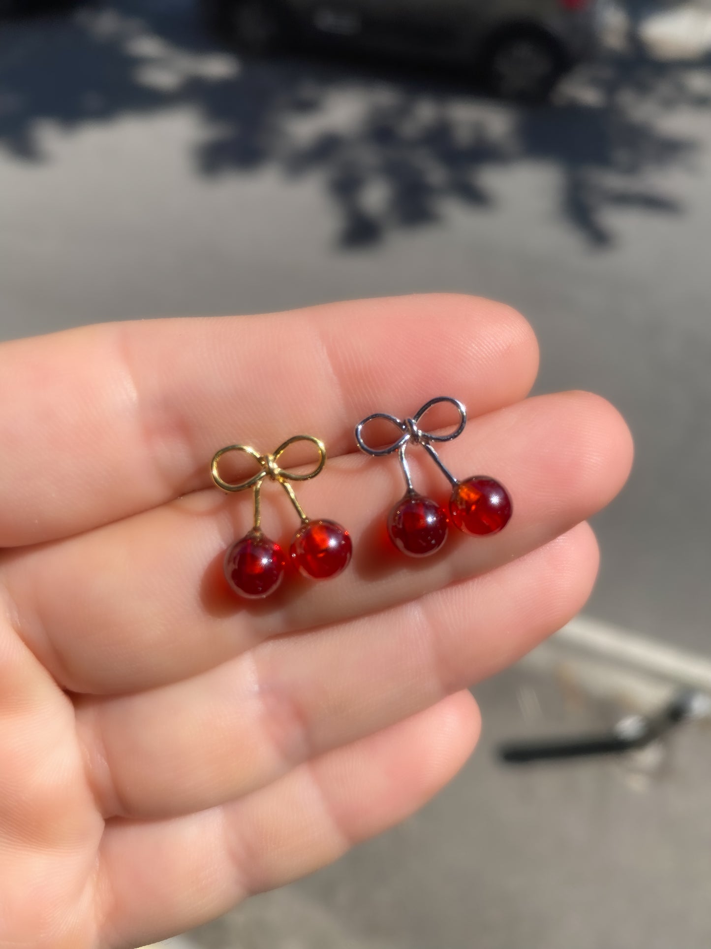 Summer Cherry Earrings | Bow Cherry Stud Earrings