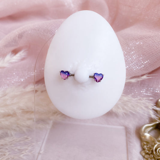 Double Heart Ombré Nipple Bar