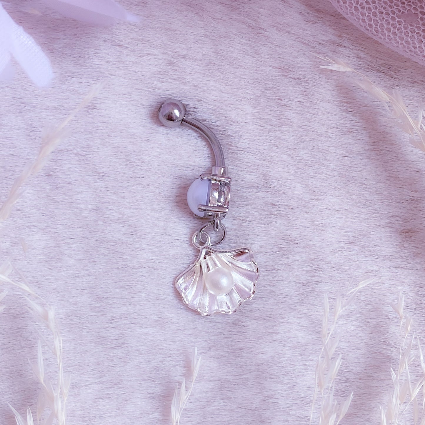Pearl Seashell Belly Button Bar