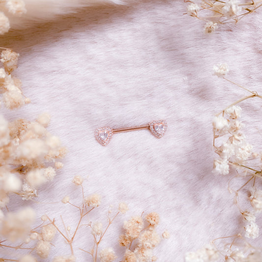 Crystal Heart Nipple Bar