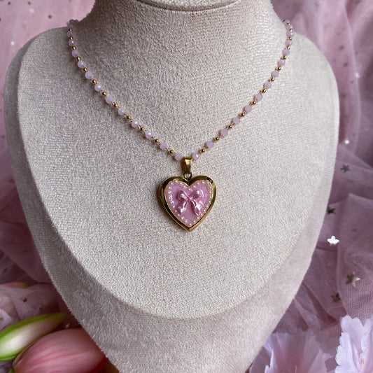 Princess Bow Memory Locket Necklace