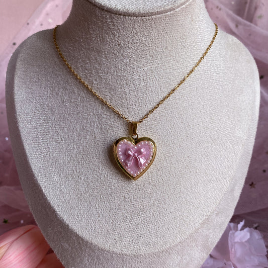 Bow Memory Locket Necklace