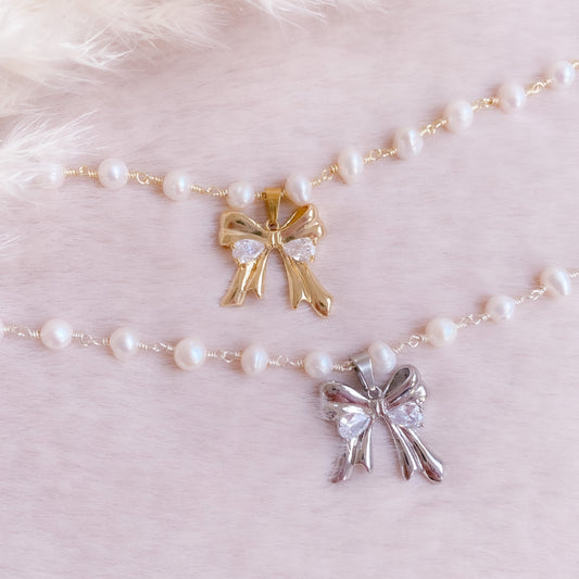 Cute Bow Pearl Choker