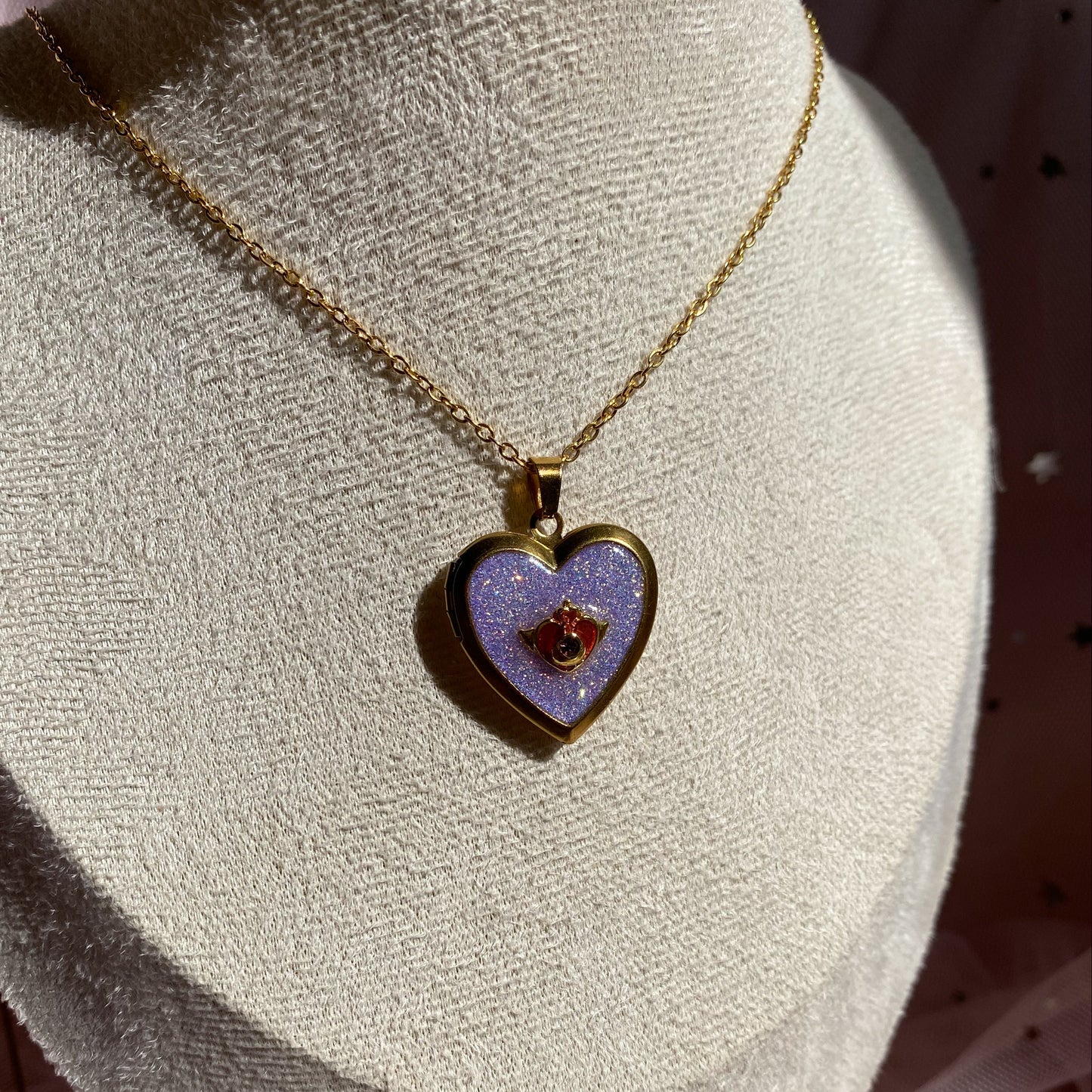 Twilight Wish Memory Locket Necklace | Heart Photo Locket with Crystal