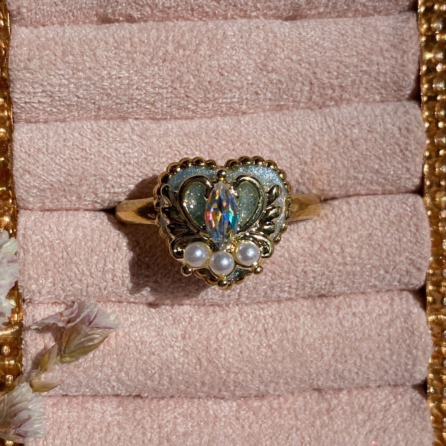 Midnight Wish Heart Ring | Glitter Ring