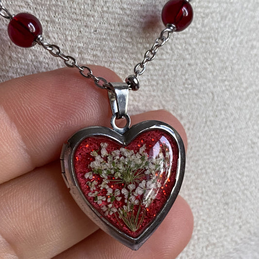 Wildflower Memory Locket Necklace | Heart Photo Locket