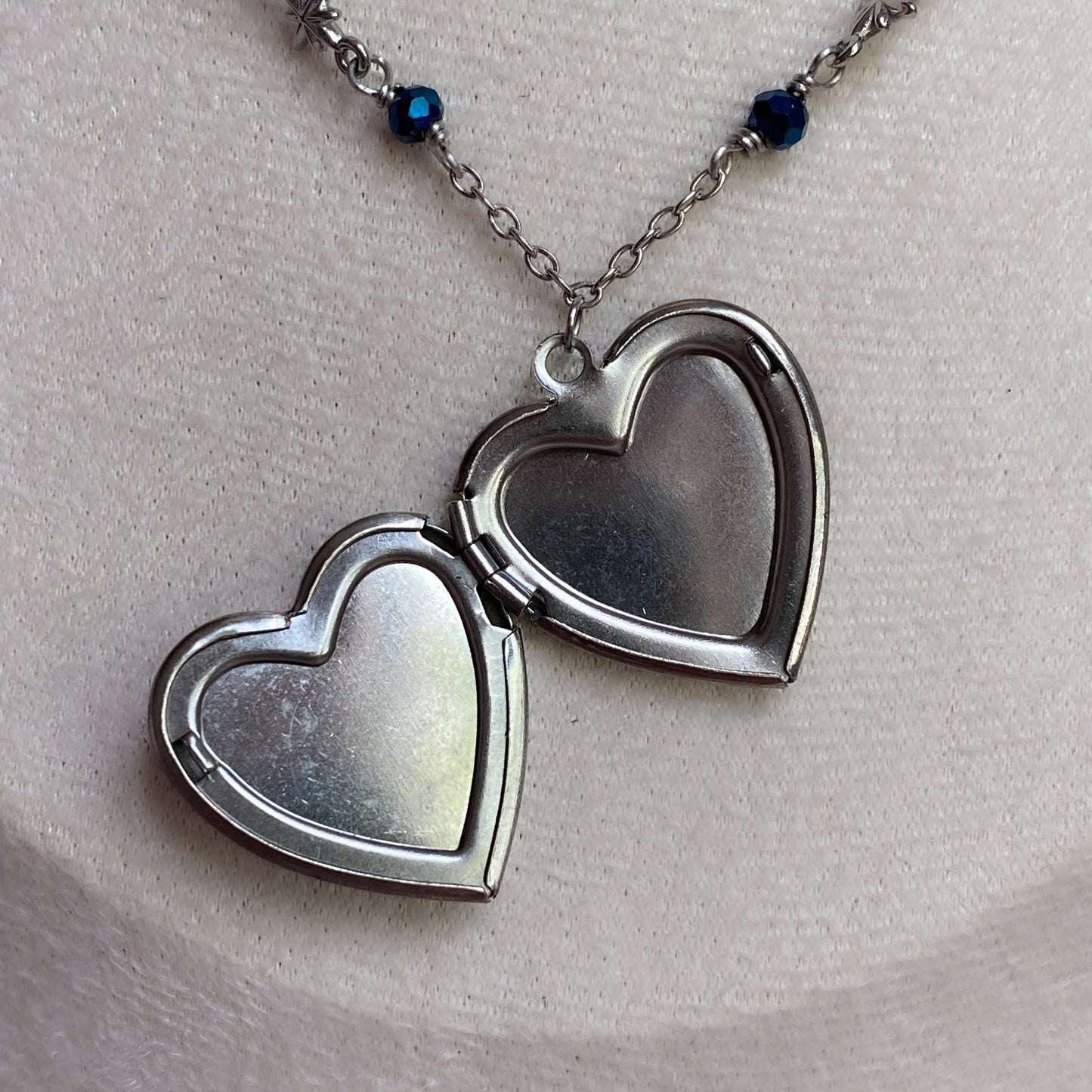 Silver Starry Night Zodiac Memory Locket Necklace | Heart Photo Locket