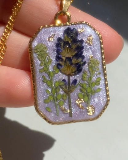 Fields Of Lavender Necklace | Carpasio Lavender Museum Exclusive Collab |Pressed Lavender Medallion