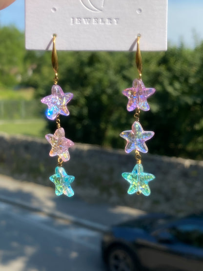 Mermaid Starlight Earrings | Iridescent Starfish Drop Earrings
