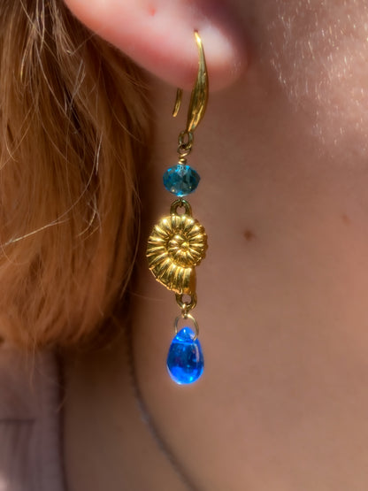 Under The Sea Drop Earrings | Blue Teardrop Seashells