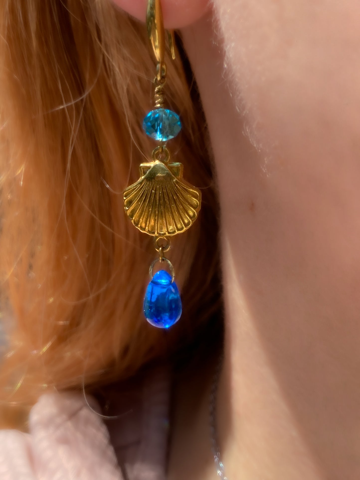 Under The Sea Drop Earrings | Blue Teardrop Seashells