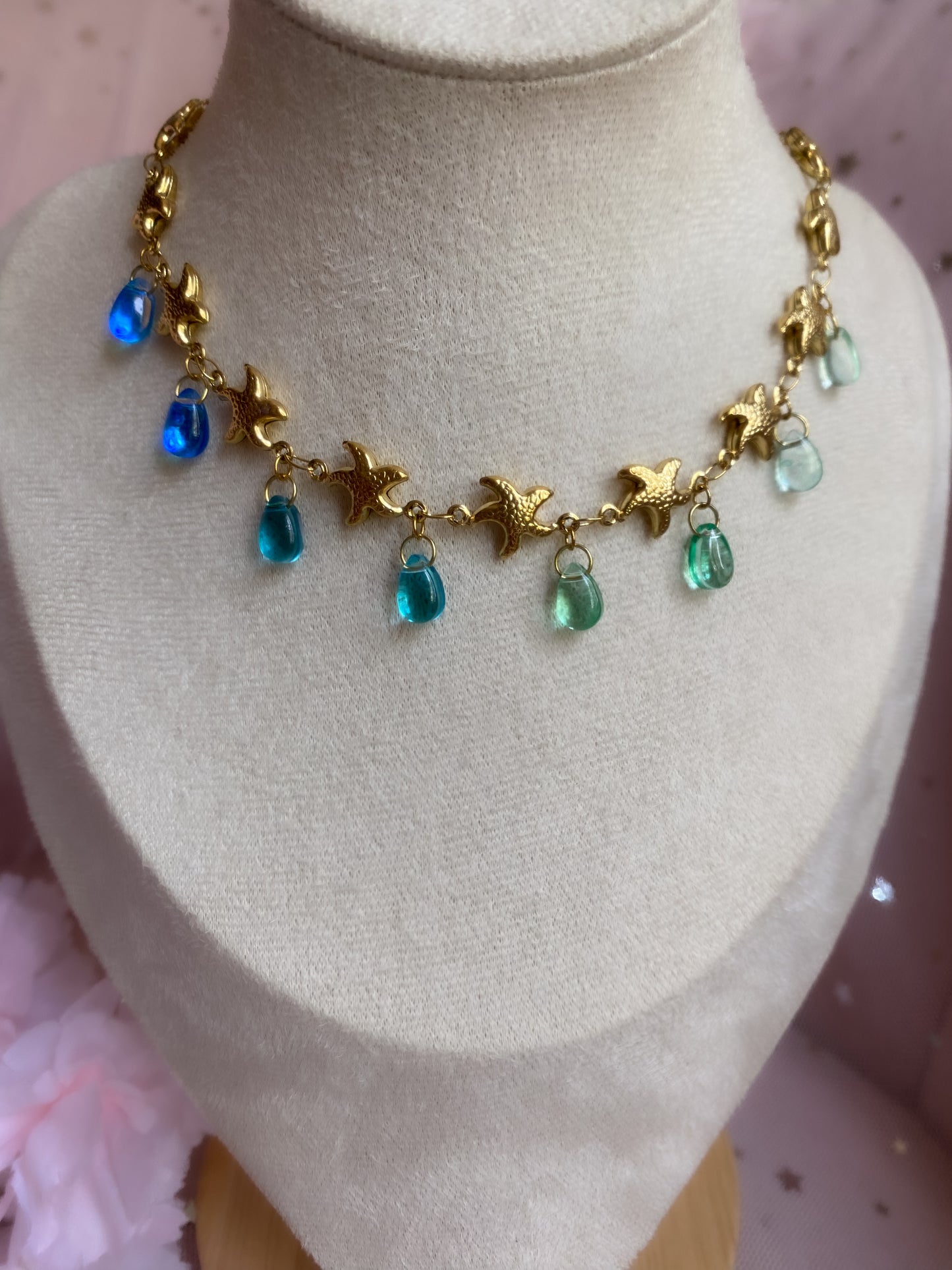 Under The Sea Choker | Blue Teardrop Seashells