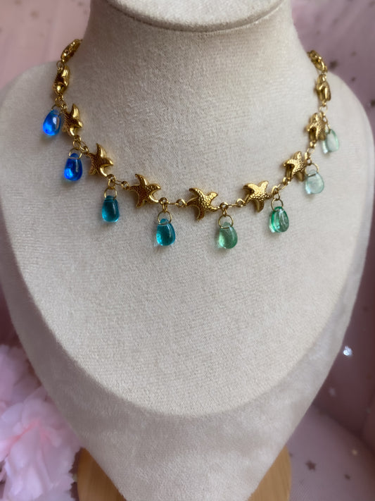 Under The Sea Choker | Blue Teardrop Seashells