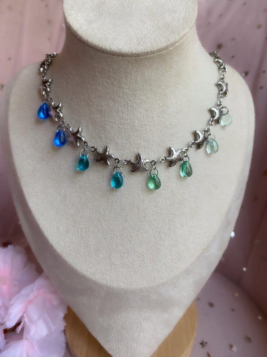 Under The Sea Choker | Blue Teardrop Seashells