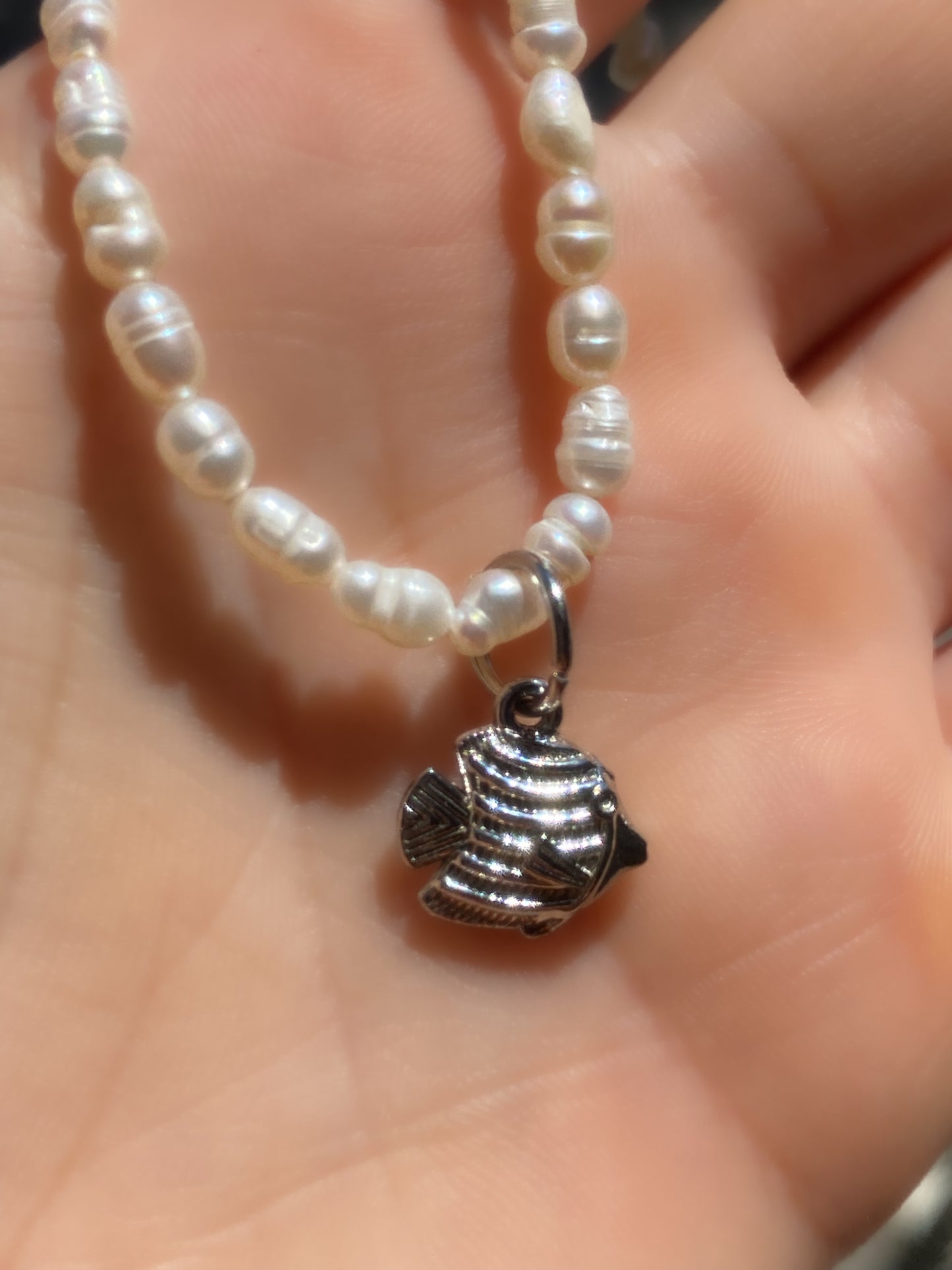Tropical Paradise Pearl Choker | Freshwater Pearl Necklace & Tropical Fish Charm