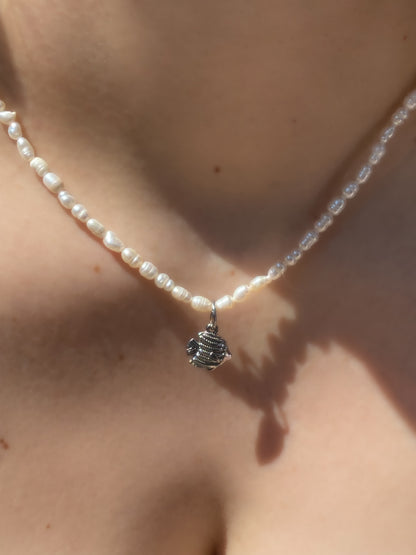 Tropical Paradise Pearl Choker | Freshwater Pearl Necklace & Tropical Fish Charm