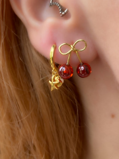 Summer Cherry Earrings | Bow Cherry Stud Earrings