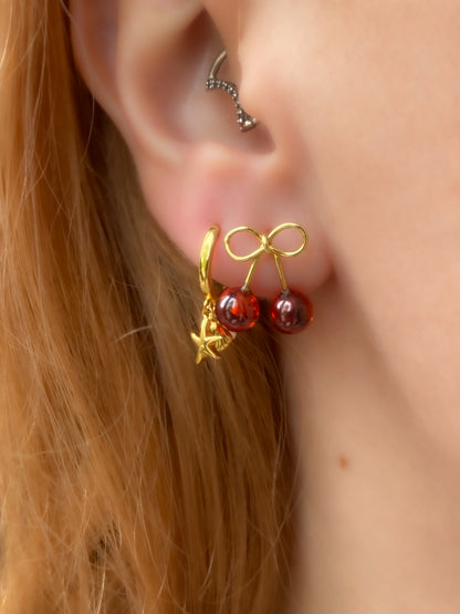 Summer Cherry Earrings | Bow Cherry Stud Earrings