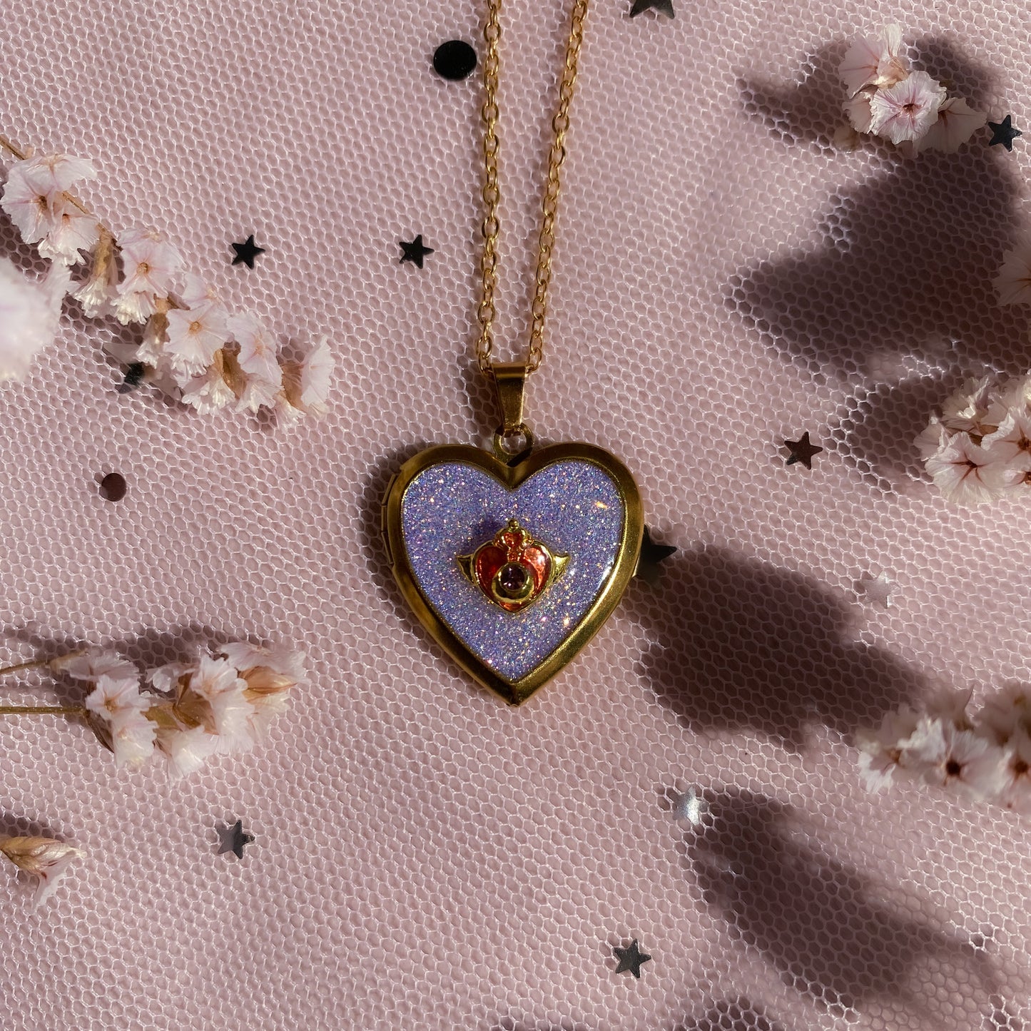 Twilight Wish Memory Locket Necklace | Heart Photo Locket with Crystal