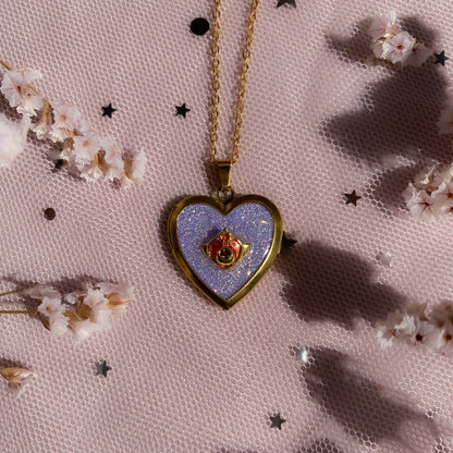 Twilight Wish Memory Locket Necklace | Heart Photo Locket with Crystal