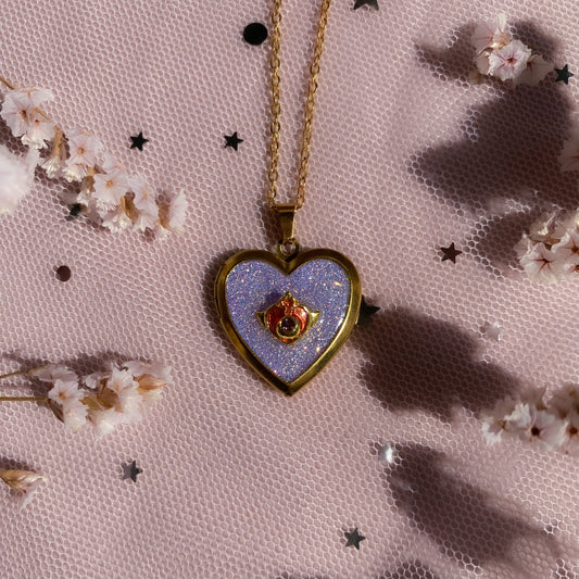Twilight Wish Memory Locket Necklace | Heart Photo Locket with Crystal