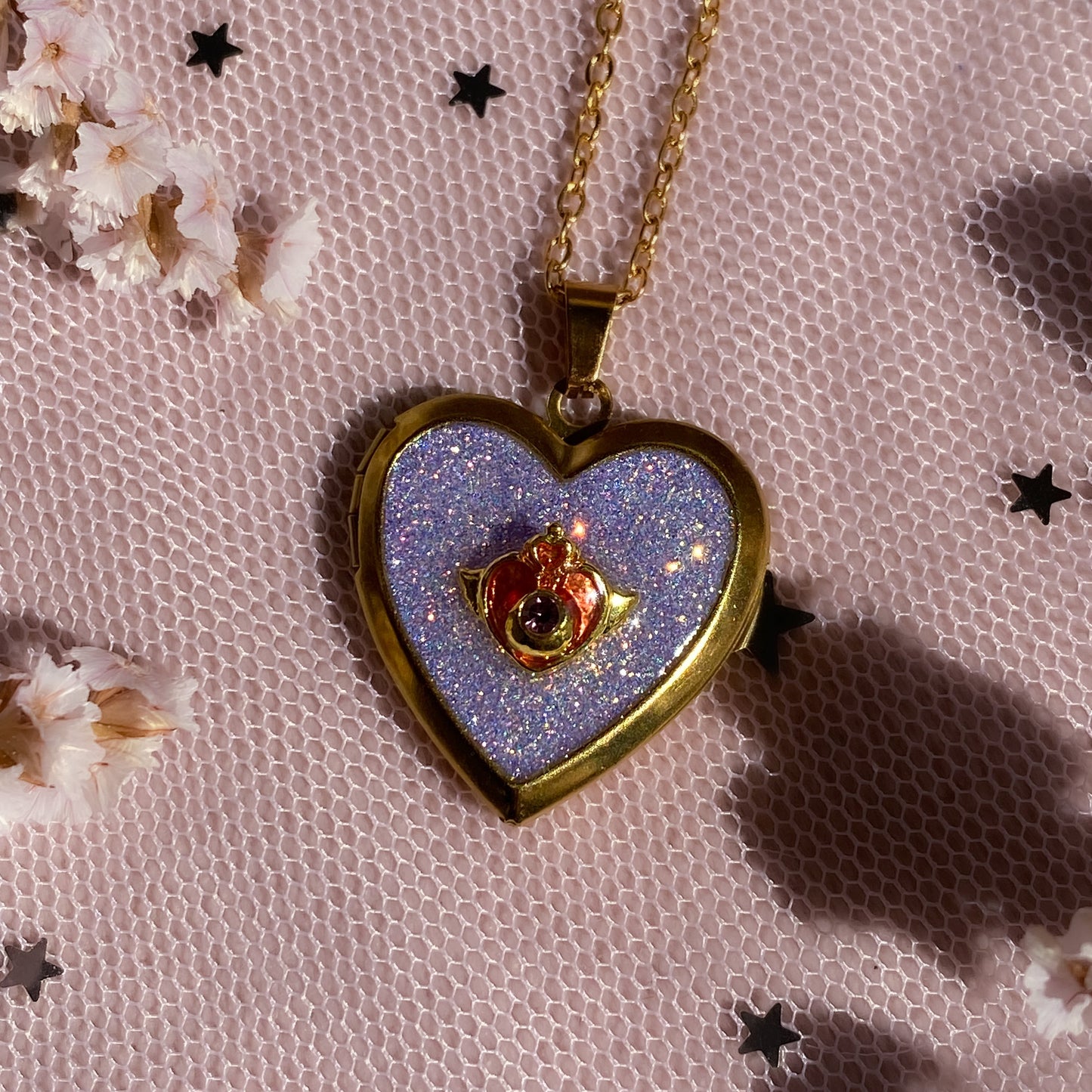 Twilight Wish Memory Locket Necklace | Heart Photo Locket with Crystal