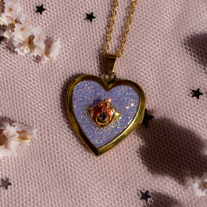 Twilight Wish Memory Locket Necklace | Heart Photo Locket with Crystal