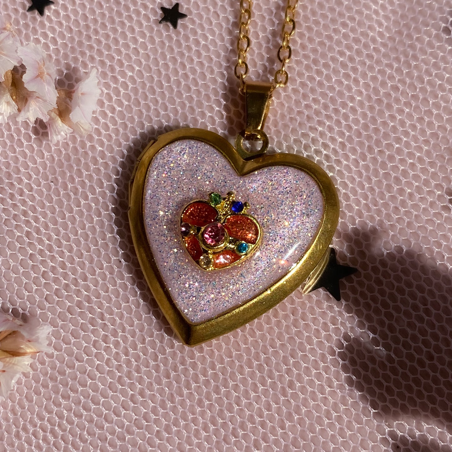 Moonbeam Wish Locket Necklace | Celestial Photo Locket Pendant
