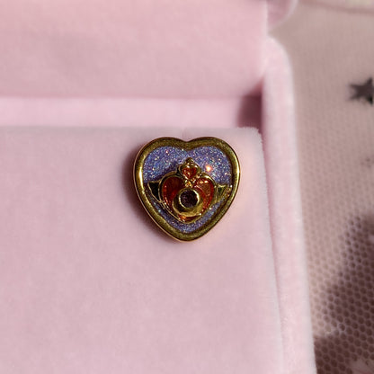 Twilight Wish Heart Stud Earrings | Lilac Glitter Crystal Heart