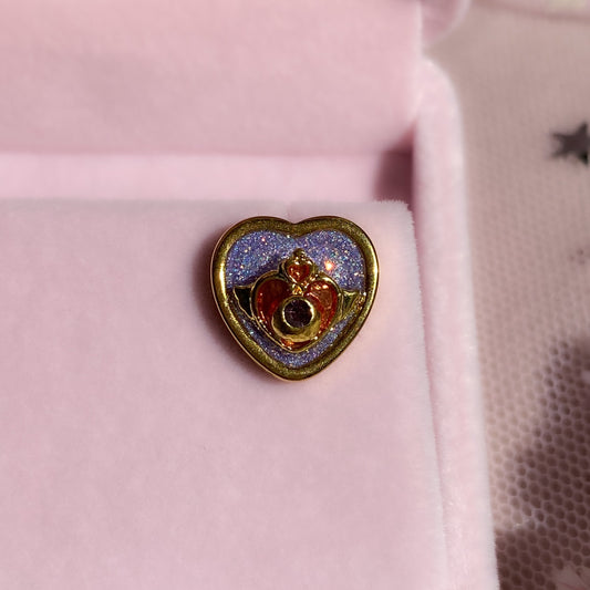 Twilight Wish Heart Stud Earrings | Lilac Glitter Crystal Heart