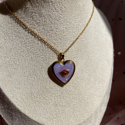 Twilight Wish Memory Locket Necklace | Heart Photo Locket with Crystal