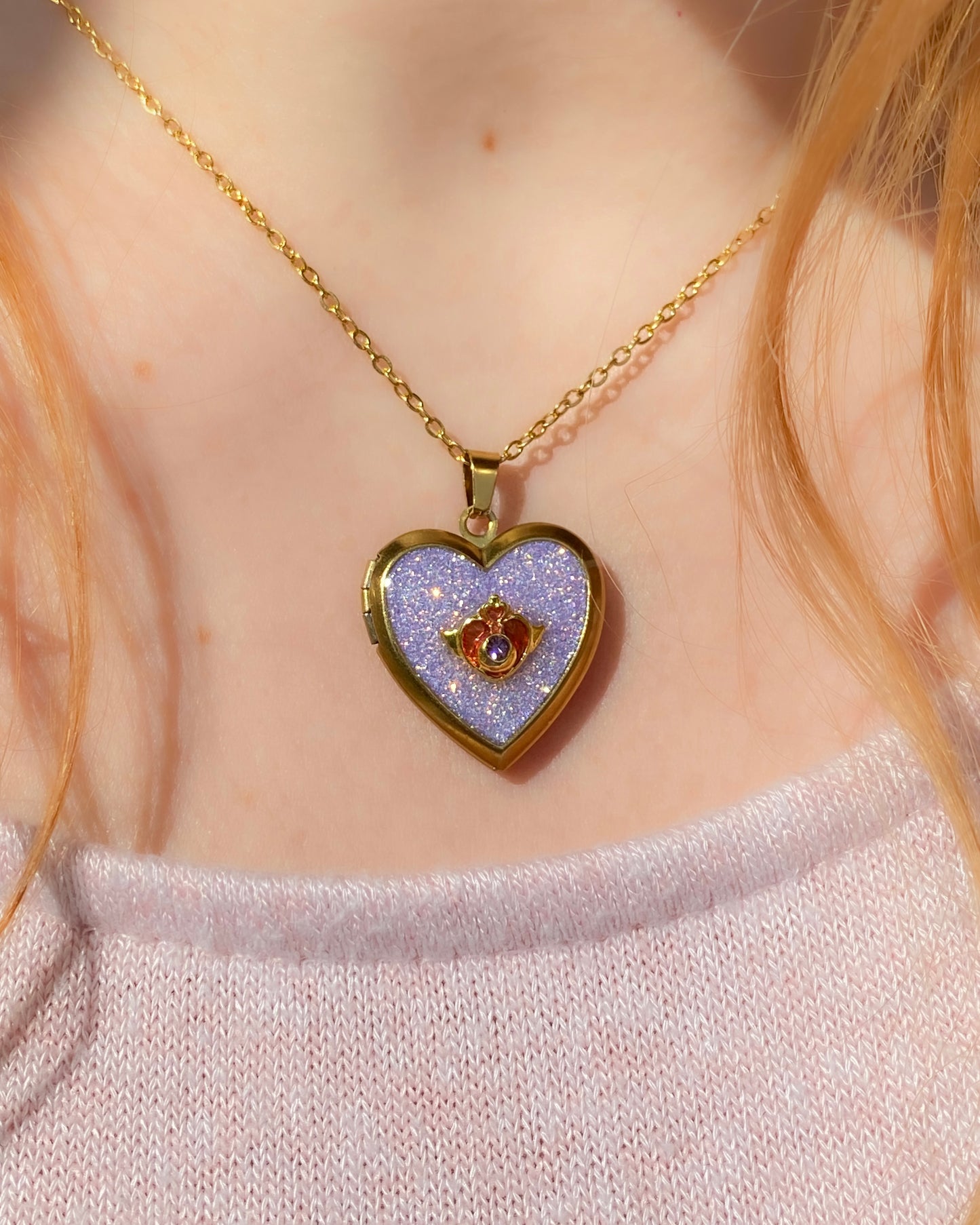 Twilight Wish Memory Locket Necklace | Heart Photo Locket with Crystal
