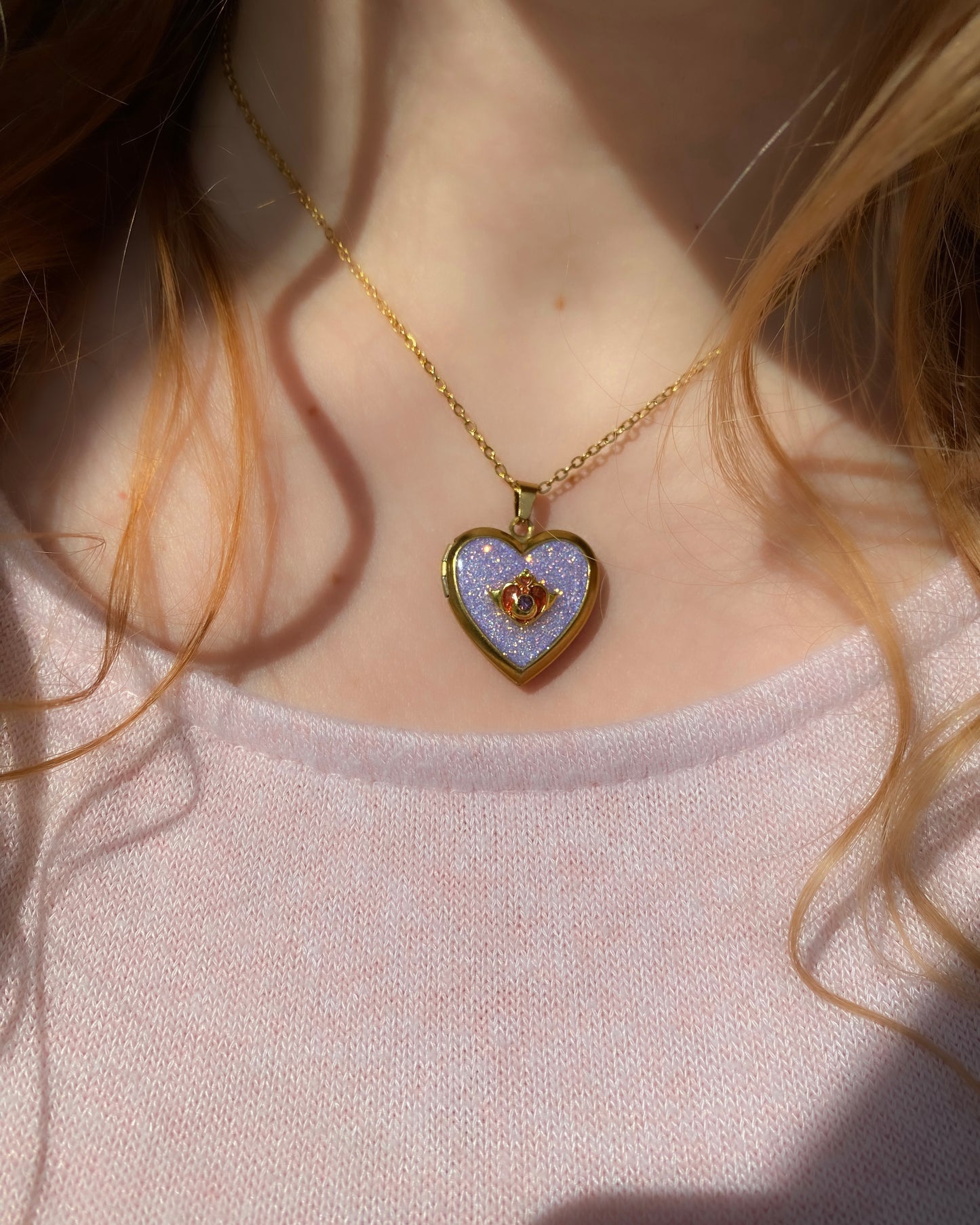 Twilight Wish Locket Necklace - Vintage-style oval locket pendant with crystal detail. Dainty fairycore keepsake jewelry gift for her.