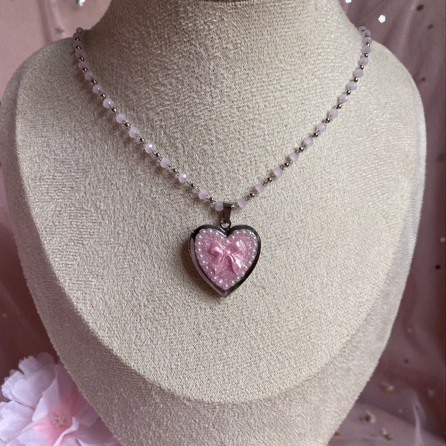 Princess Bow Memory Locket Necklace