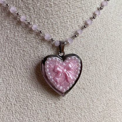 Princess Bow Memory Locket Necklace