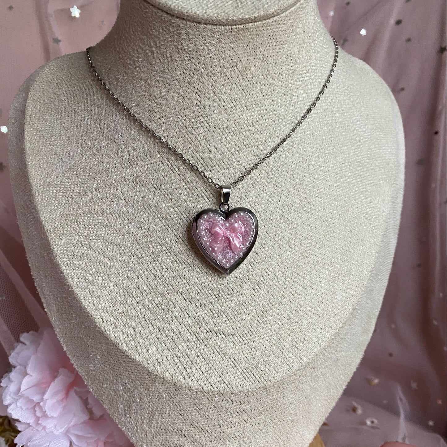 Princess Bow Memory Locket Necklace
