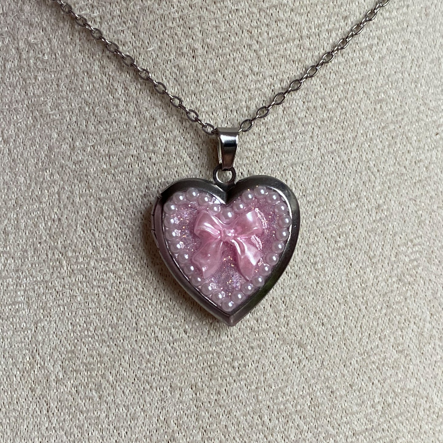 Princess Bow Memory Locket Necklace