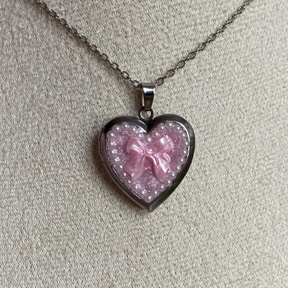 Princess Bow Memory Locket Necklace