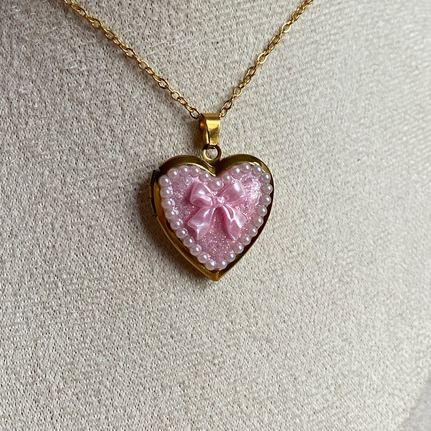 Princess Bow Memory Locket Necklace