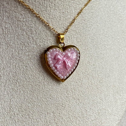Princess Bow Memory Locket Necklace