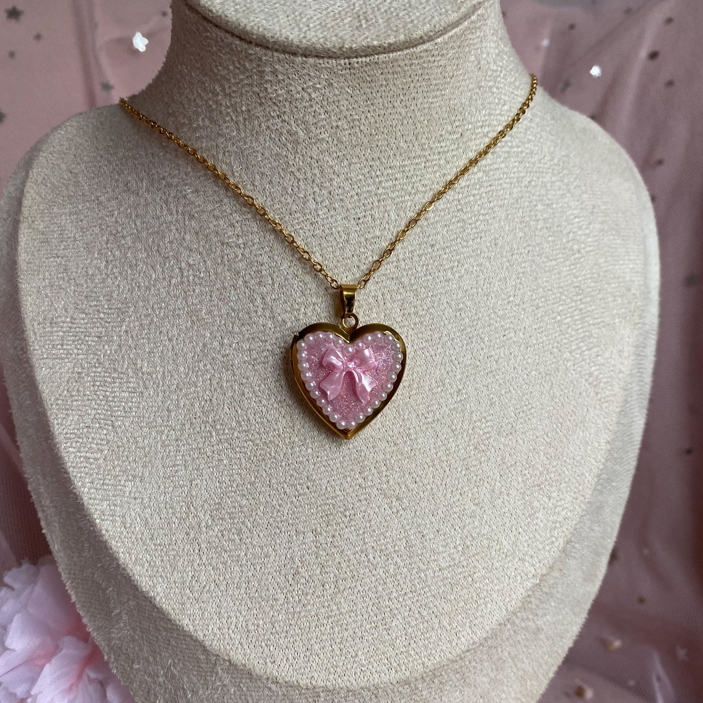 Princess Bow Memory Locket Necklace