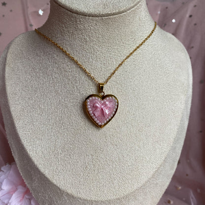 Princess Bow Memory Locket Necklace