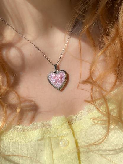 Princess Bow Memory Locket Necklace