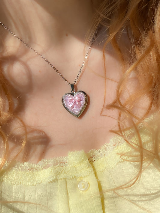 Princess Bow Memory Locket Necklace
