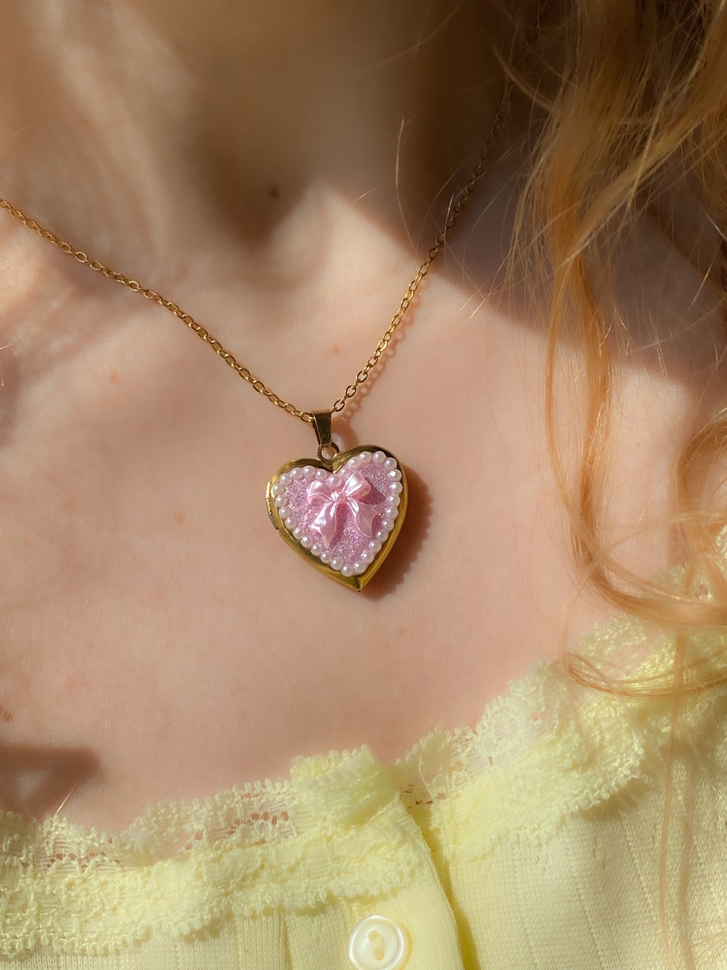 Princess Bow Memory Locket Necklace