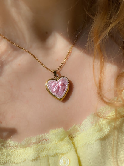 Princess Bow Memory Locket Necklace