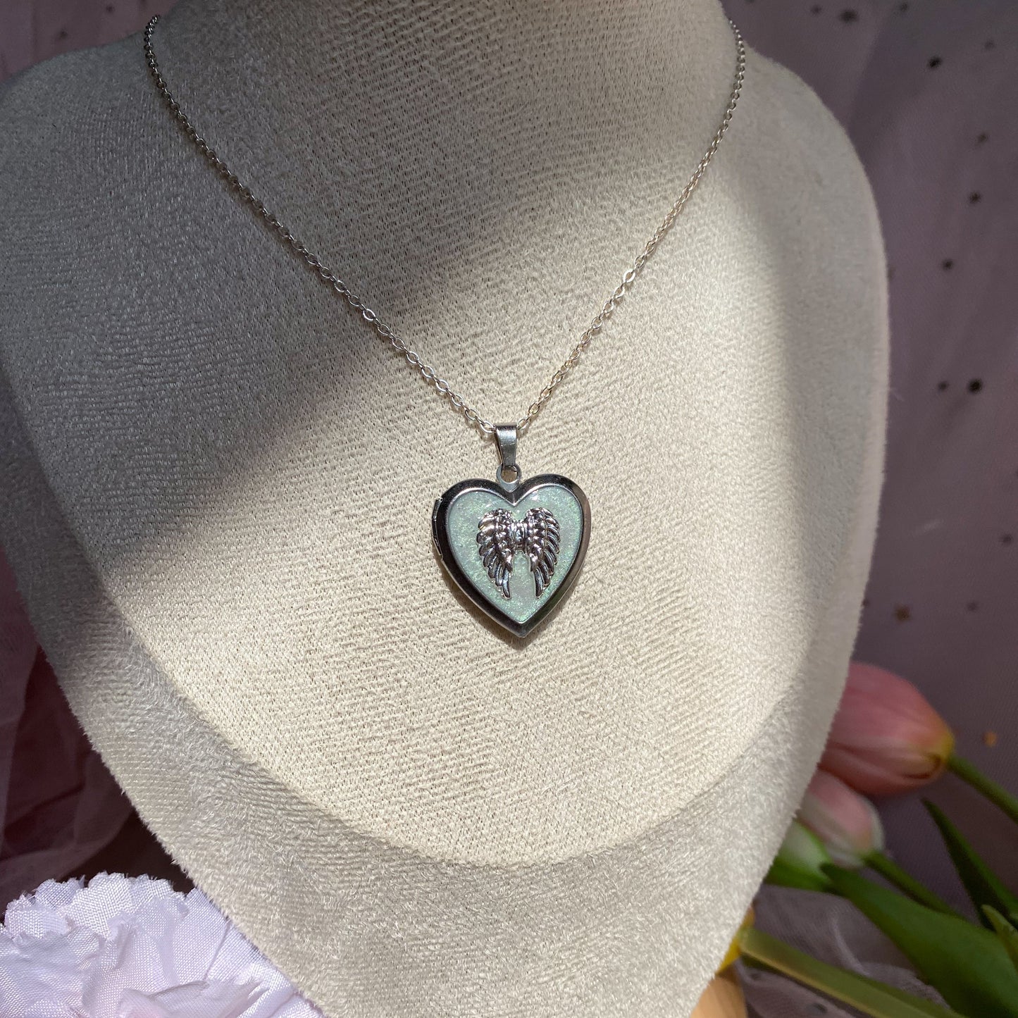You Are My Angel Memory Locket Necklace | Heart Photo Locket