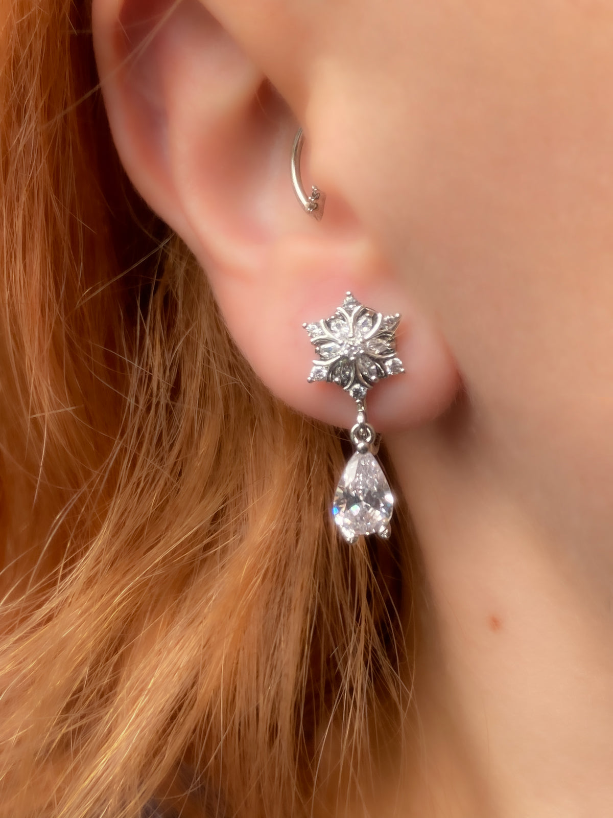 Snowflake Teardrop Earring