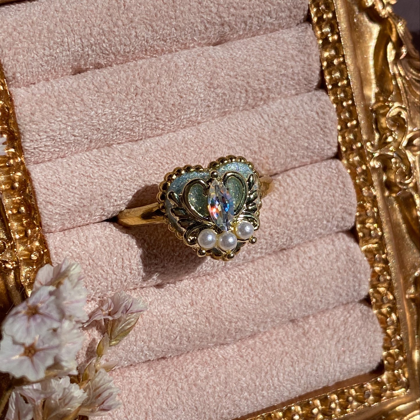 Midnight Wish Heart Ring | Glitter Ring