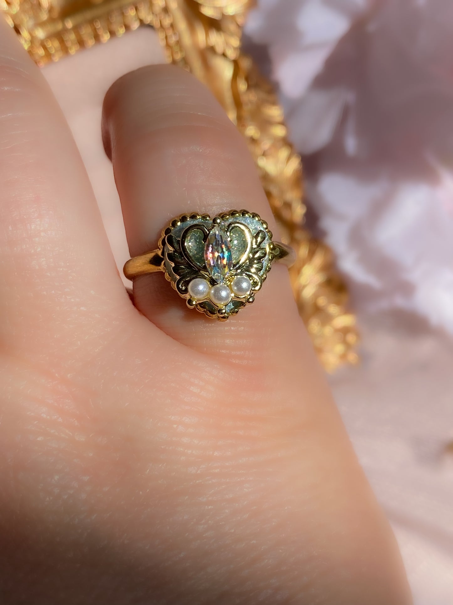 Midnight Wish Heart Ring | Glitter Ring
